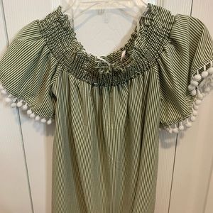Green And White Blouse
